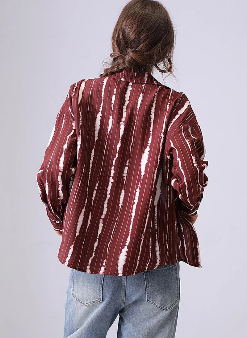 يونيكي Maroon Spread Collar Regular Sleeves Regular Fit Shirt