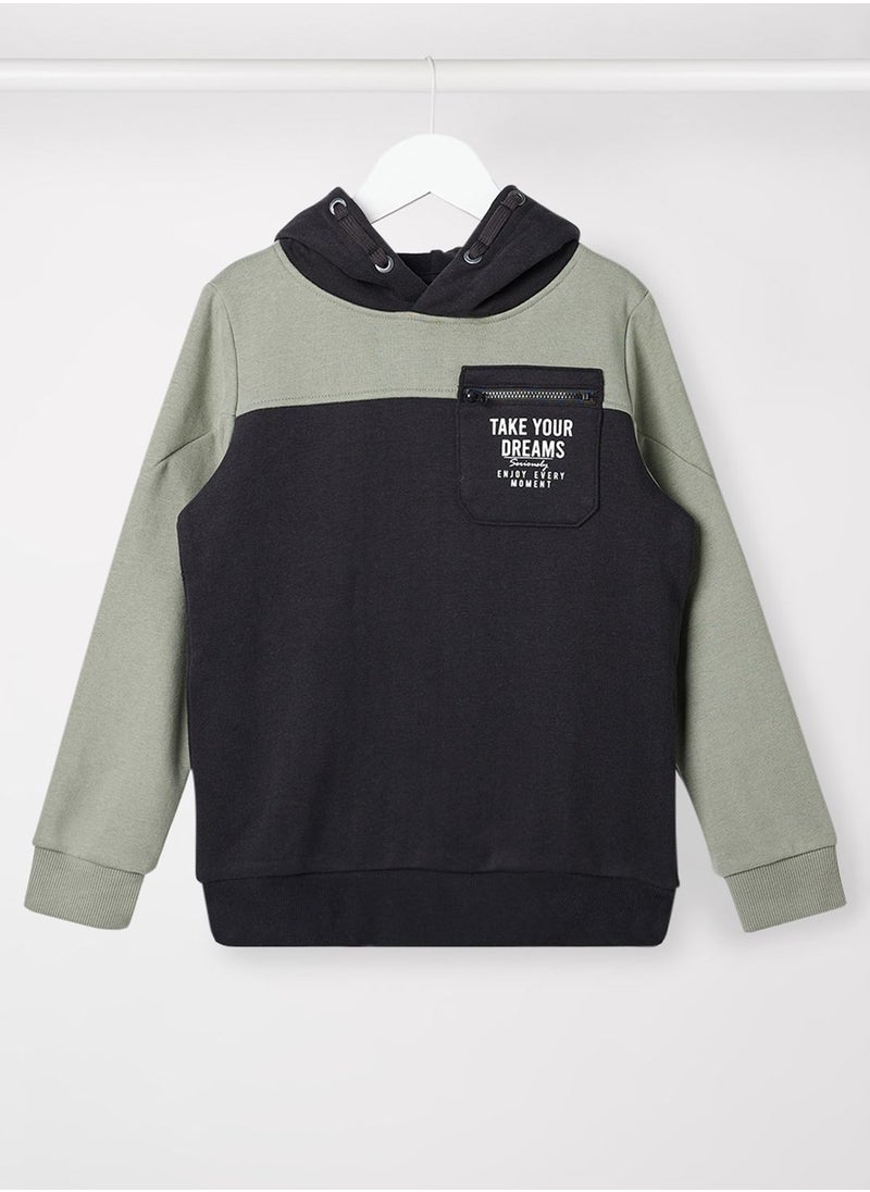 NAME IT Kids Organic Color Block Hoodie  - Image 1