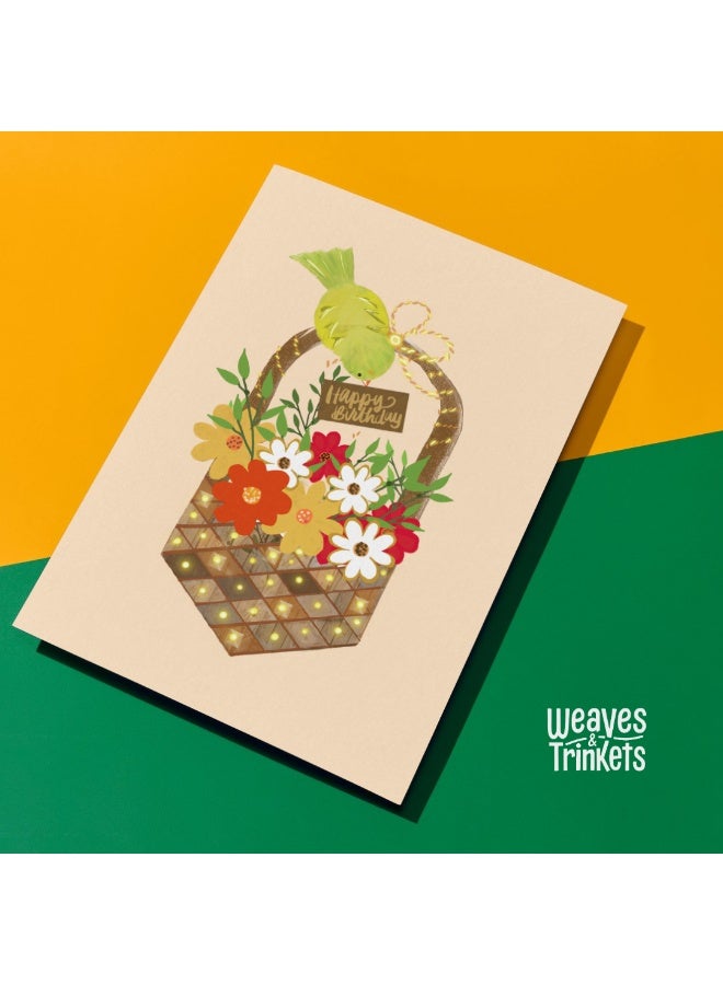 Weaves & Trinkets Birthday Greeting Card– Little Birdie Design with Envelope – Weaves & Trinkets - Image 2