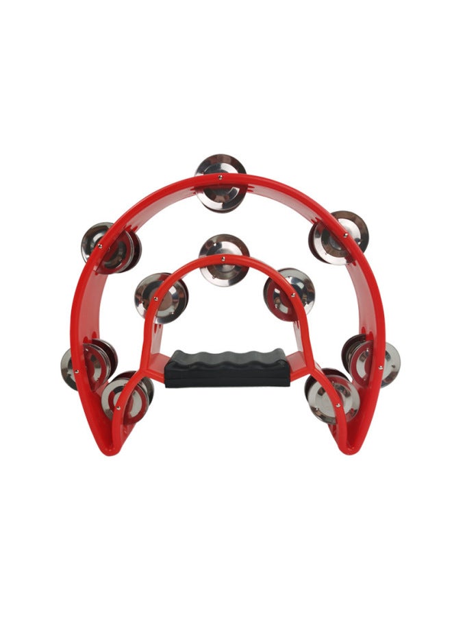 Flower Drum Ring Rattle Orff Percussion Hand Rattle Children's Musical Instruments Music Early Education Musical Instruments-Color:Red - Image 1