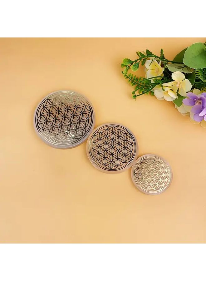 Natural Selenite Crystal Slab Flower Of Life Charging Plate 3.94 Inch Home Decor - Image 3