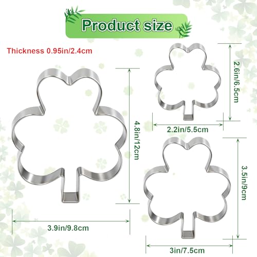 DeepSexual Shamrock Cookie Cutter Set - 3 Piece Clover Shapes for St. Patrick's Day Baking - Sizes 3.9in, 3in, 2.2in - Image 2