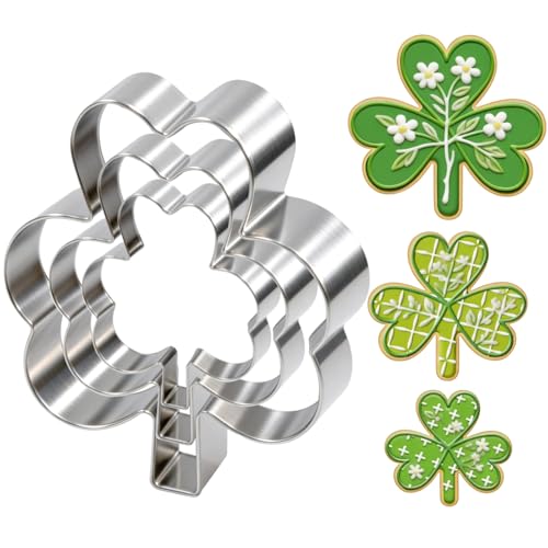DeepSexual Shamrock Cookie Cutter Set - 3 Piece Clover Shapes for St. Patrick's Day Baking - Sizes 3.9in, 3in, 2.2in - Image 1