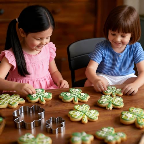DeepSexual Shamrock Cookie Cutter Set - 3 Piece Clover Shapes for St. Patrick's Day Baking - Sizes 3.9in, 3in, 2.2in - Image 3