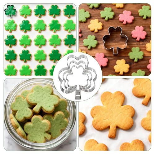 DeepSexual Shamrock Cookie Cutter Set - 3 Piece Clover Shapes for St. Patrick's Day Baking - Sizes 3.9in, 3in, 2.2in - Image 4