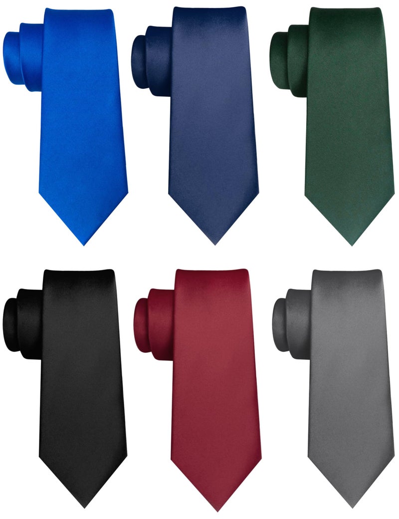 JEMYGINS Mens Black Green Blue Navy Tie Casual Business Work Necktie 6PCS Set(7) - Image 1