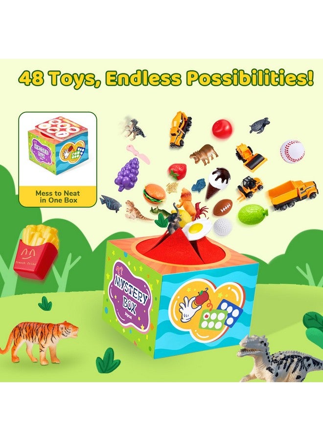 JoyCat Sorting Toys for Toddlers with Sensory Play Box - Autistic Speech Therapy, 48 Toys Dinosaurs, Animals, Fruit, Vehicles, Balls, Food Learning Play Set, Preschool Educational Learning Gift - Image 4