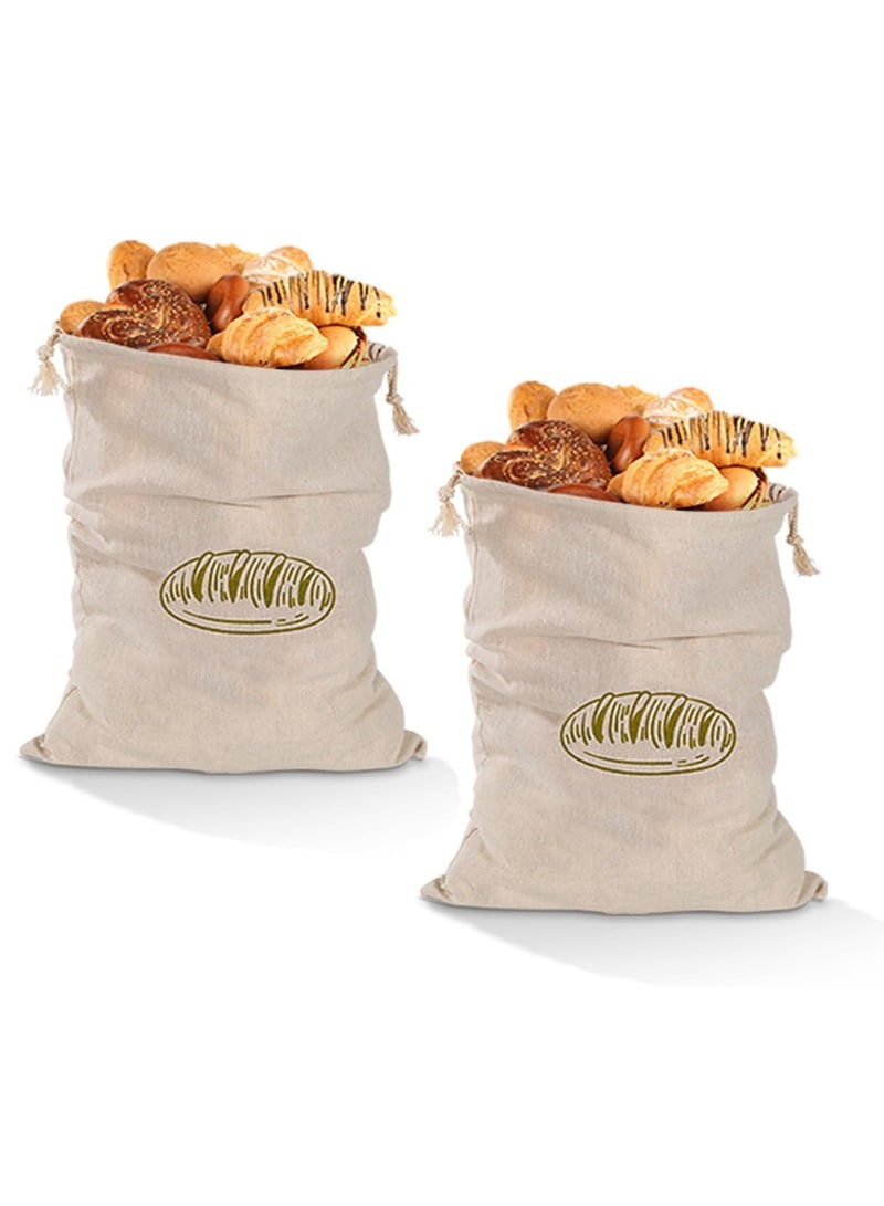 KASTWAVE 2 قطع أكياس خبز من الكتان للتخزين المنزلي - 11.81"x15.75" أكياس قابلة لإعادة الاستخدام مع حبل سحب للخبز المصنوع يدويًا والمخابز والباغيت - Image 1