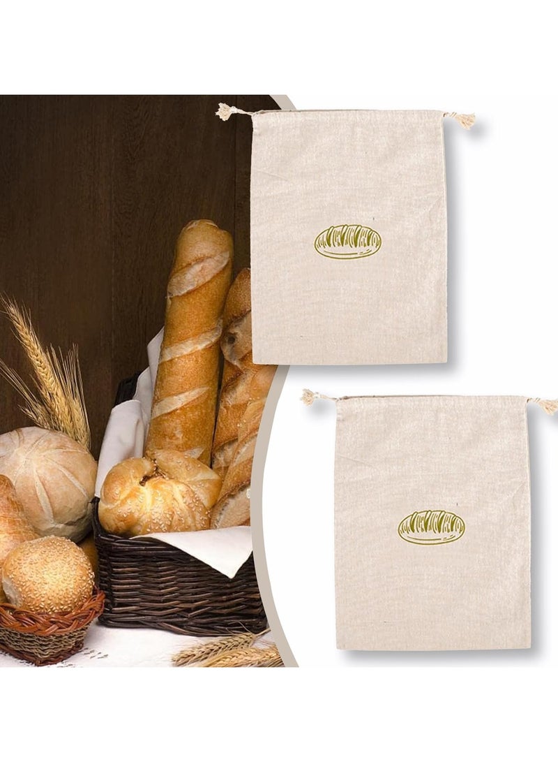 KASTWAVE 2 قطع أكياس خبز من الكتان للتخزين المنزلي - 11.81"x15.75" أكياس قابلة لإعادة الاستخدام مع حبل سحب للخبز المصنوع يدويًا والمخابز والباغيت - Image 3