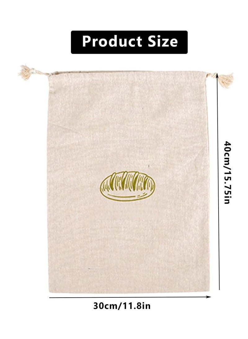 KASTWAVE 2 قطع أكياس خبز من الكتان للتخزين المنزلي - 11.81"x15.75" أكياس قابلة لإعادة الاستخدام مع حبل سحب للخبز المصنوع يدويًا والمخابز والباغيت - Image 4