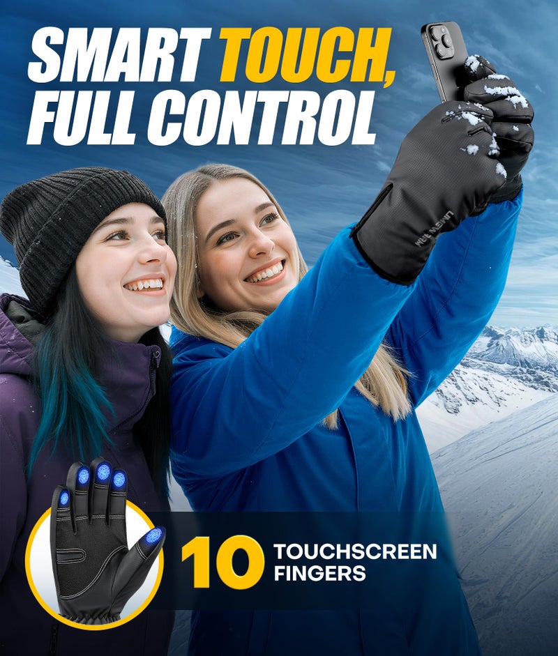 UMEWARM Winter Gloves Men Women Made with 3M Insulation, -20Â°F GEANI-TEXâ„¢ Waterproof Ski Gloves for Cold Weather, 5-Layer Thermal Snow Gloves, 10 Touchscreen Fingers Snowboard gloves for Cycling, Hiking - Image 4