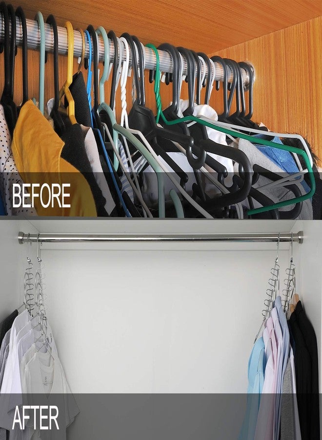 Meetu Closet Organizer - 9.5 Inch Cloth Hanger Magic Space Saving Hangers for Wardrobe Organization (Pack of 8) - Image 2