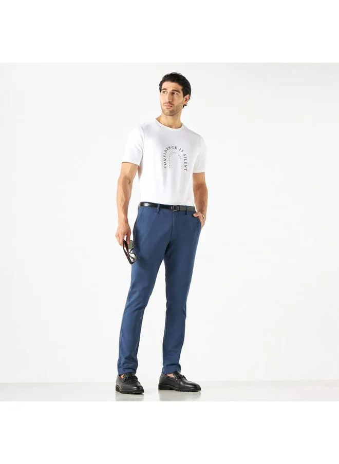 Iconic Iconic Slogan Print Crew Neck T-shirt with Short Sleeves