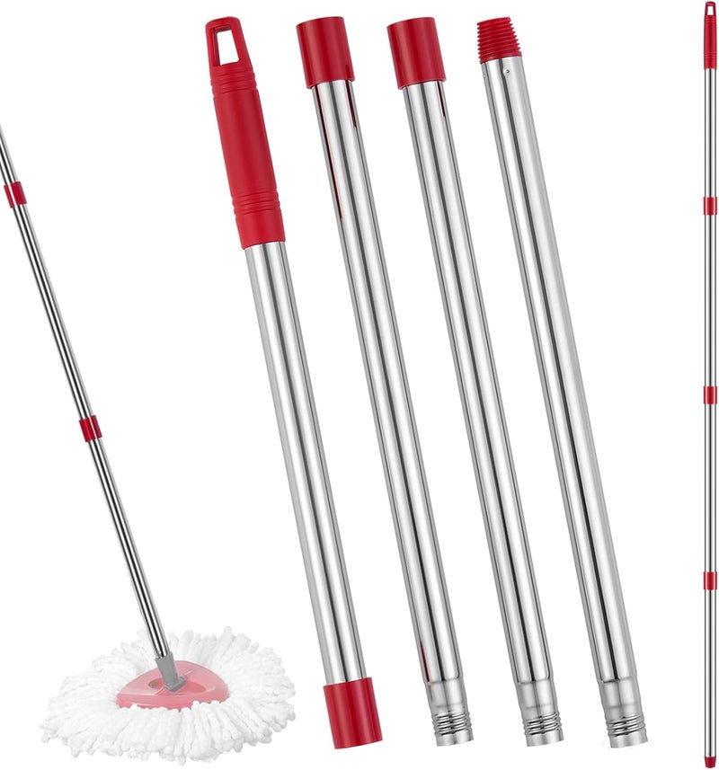 TIDYKITC Spin Mop Replacement Handle Compatible with O Cedar Mop Replace Head Base, 4-Section 2.5-to-5 Foot Mop Stick, Germany Screw - Image 1