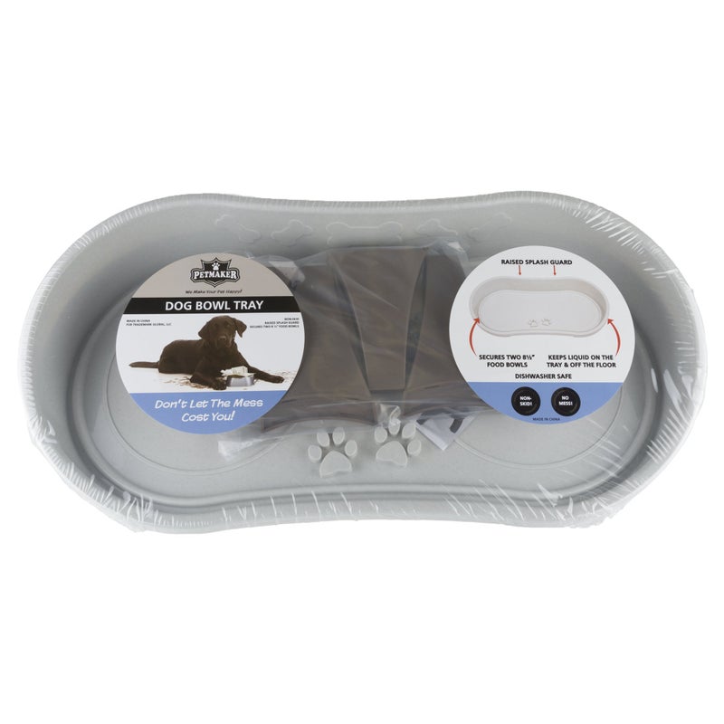 PETMAKER Elevated Pet Feeding Tray with Splash Guard & Non-Skid Feet, Raised Dog Bowl Stand 21â€³ x 11â€³ x 8.5â€³ with Two Stainless Steel Bowls for Food & Water, Comfortable Mealtime for Dogs & Cats by PETMAKER - Image 4