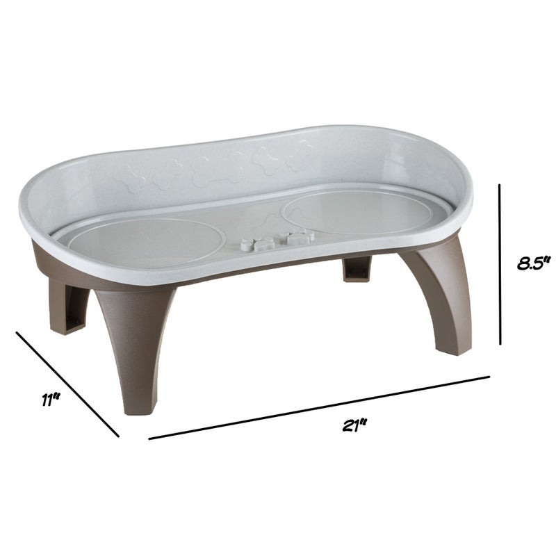 PETMAKER Elevated Pet Feeding Tray with Splash Guard & Non-Skid Feet, Raised Dog Bowl Stand 21â€³ x 11â€³ x 8.5â€³ with Two Stainless Steel Bowls for Food & Water, Comfortable Mealtime for Dogs & Cats by PETMAKER - Image 2