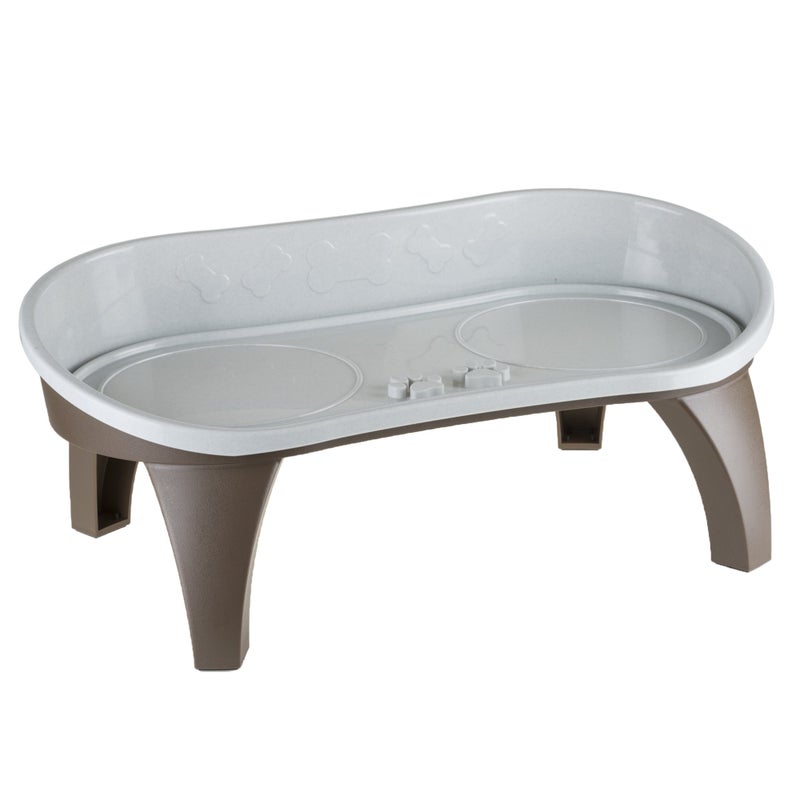 PETMAKER Elevated Pet Feeding Tray with Splash Guard & Non-Skid Feet, Raised Dog Bowl Stand 21â€³ x 11â€³ x 8.5â€³ with Two Stainless Steel Bowls for Food & Water, Comfortable Mealtime for Dogs & Cats by PETMAKER - Image 5
