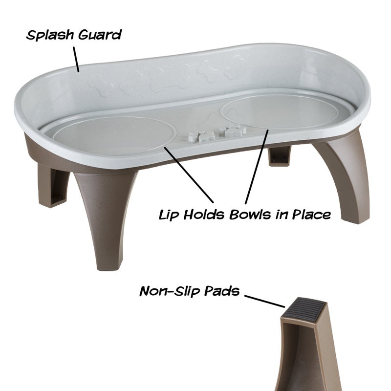 PETMAKER Elevated Pet Feeding Tray with Splash Guard & Non-Skid Feet, Raised Dog Bowl Stand 21â€³ x 11â€³ x 8.5â€³ with Two Stainless Steel Bowls for Food & Water, Comfortable Mealtime for Dogs & Cats by PETMAKER - Image 3