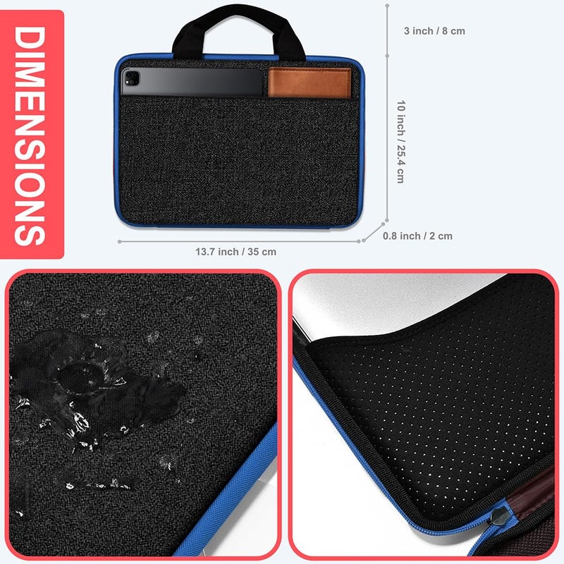 Hseok Laptop Case 13.3-14 inch Briefcase Handbag, Water-Resistant and Shockproof Computer Sleeve Compatible with MacBook Pro 14", Mac Air/Pro 13.3" and 13"-14" Notebooks Chromebooks,Black-Blue - Image 2