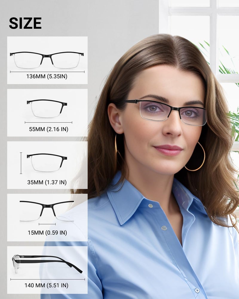 TERAISE 4PCS Value Anti-Blue Light Reading Glasses,Lightweight Comfortable Reader Glasses for Men and Women,Sturdy Computer Reading Glasses Blue Light Blocking Included Eyeglasses Case - Image 5