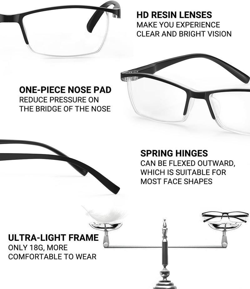 TERAISE 4PCS Value Anti-Blue Light Reading Glasses,Lightweight Comfortable Reader Glasses for Men and Women,Sturdy Computer Reading Glasses Blue Light Blocking Included Eyeglasses Case - Image 4