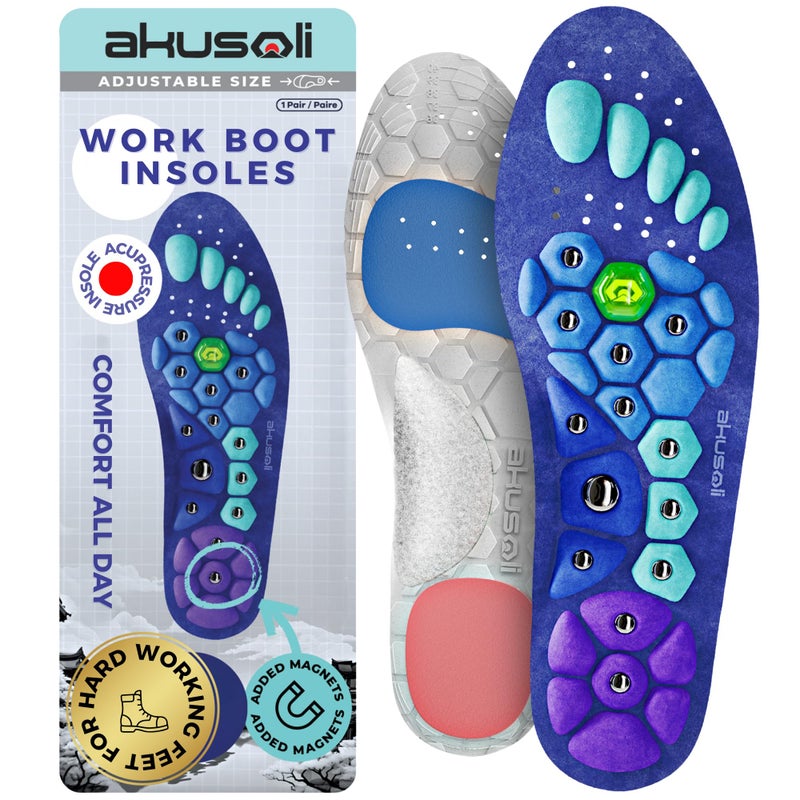 Akusoli Insoles for Men, Work Boots Mens Insoles, Shock Absorbing Inserts, Flat Feet Support, Magnetic Insole Women Standing All Day, Plantillas para Botas de Trabajo, Mens Gifts L/XL W 10â€“12 M 8â€“13 - Image 1