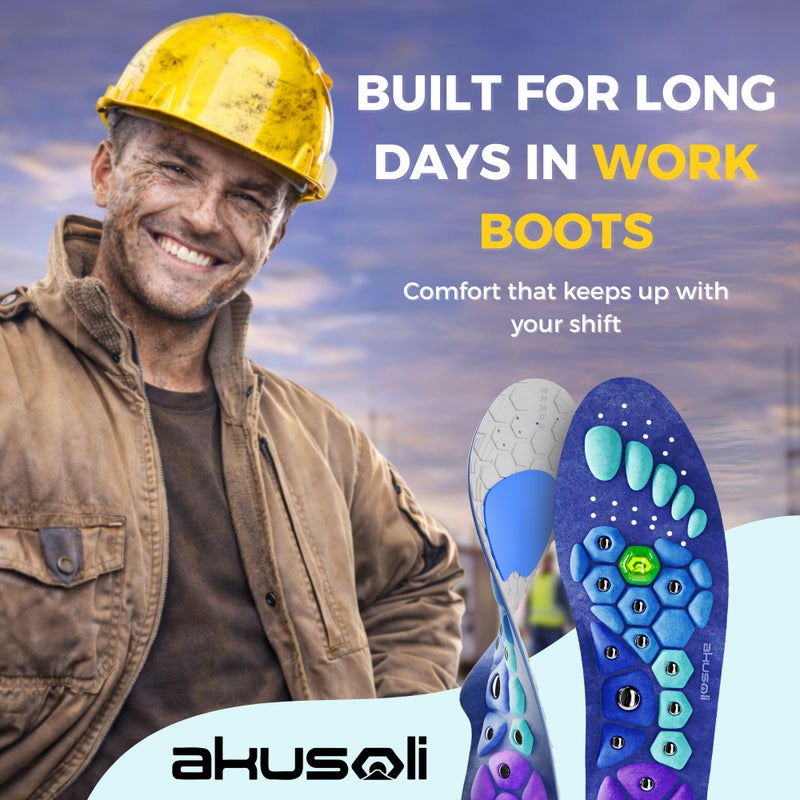 Akusoli Insoles for Men, Work Boots Mens Insoles, Shock Absorbing Inserts, Flat Feet Support, Magnetic Insole Women Standing All Day, Plantillas para Botas de Trabajo, Mens Gifts L/XL W 10â€“12 M 8â€“13 - Image 2