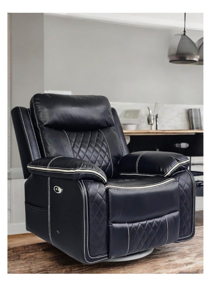Multi Home Furniture Best Electric Recliner Single sofa With More Relaxing Cushion inside MH-1805-BLK it has full head to toe massager with 3 different modes Mobile charging spot as well With 360 rotating degree moving. - Image 1