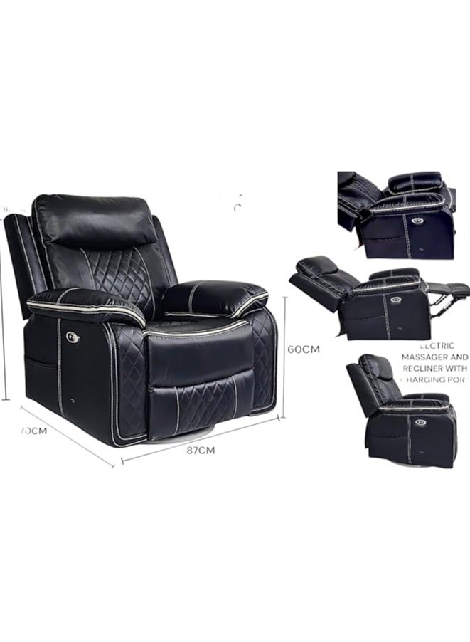 Multi Home Furniture Best Electric Recliner Single sofa With More Relaxing Cushion inside MH-1805-BLK it has full head to toe massager with 3 different modes Mobile charging spot as well With 360 rotating degree moving. - Image 4