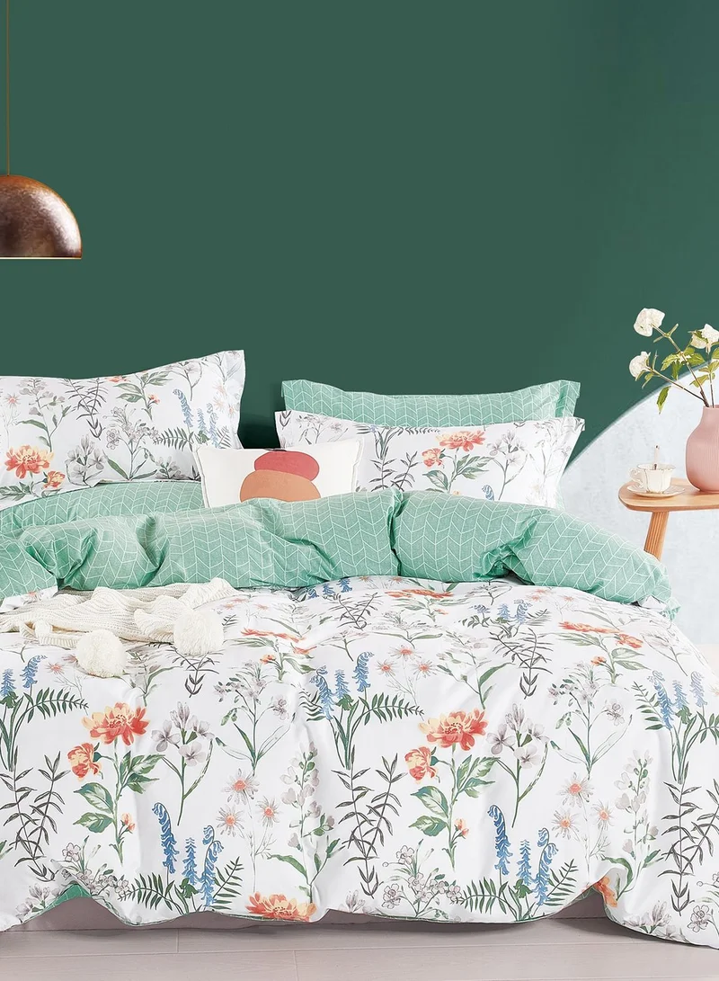 Dwell Studio Queen White  Flowers Bloom Queen Comforter Set