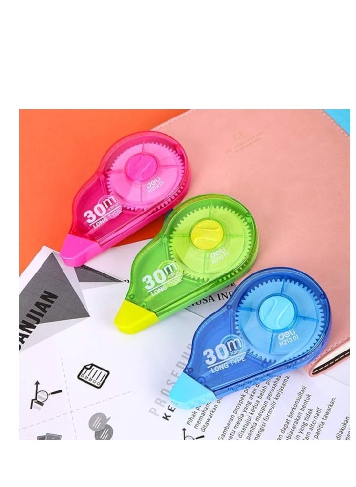 Deli Correction Tape Excellent Covering Power - Assorted Color Deli Eh21301 (PACK OF 3) Color May Vary  - Image 1