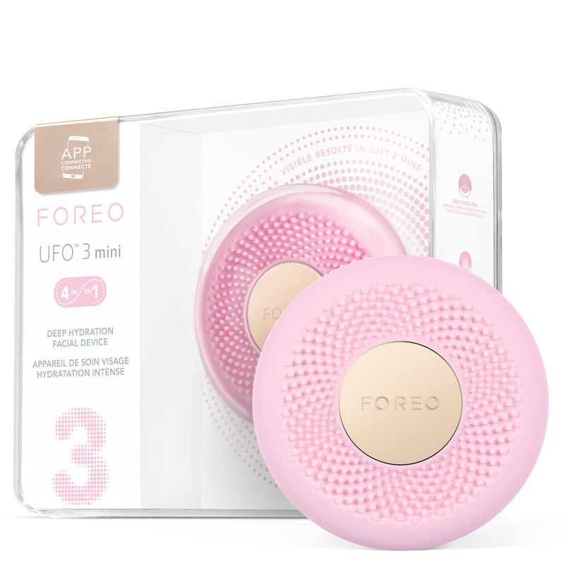 FOREO UFO 3 mini 4-in-1 Face Mask Skincare Device - Face Moisturiser - Anti-Aging - Full spectrum Light & Red Light - Warming - Facial Massage - App-connected - Pearl Pink - Image 1