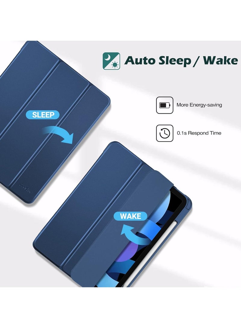 Raxoom iPad Air 4/5 10.9 Inch Air 11 inch 2024 M2 Air 4th/5th Generation Case with Pencil Holder Transparent Back Smart Protective Cover Navy Blue - Image 5