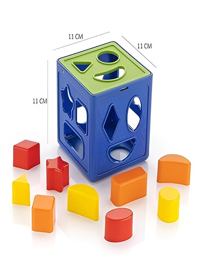 RAINBOW RIDERS Plastic Shape Sorter Cube Block Toy for Kids Includes 9 Color Recognition Shape with Colorful Sorting Cube Box Baby First Block Toys Model 2 for Boys Girls Age 2 Years Multicolor 9 pcs - Image 2