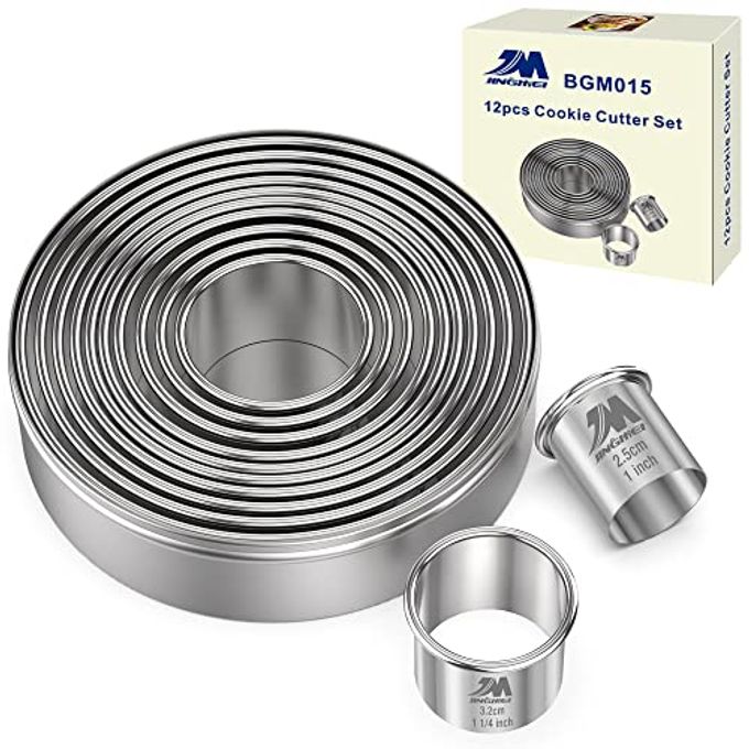 ROUND COOKIE BISCUIT CUTTER SET 12 PIECES GRADUATED CIRCLE PASTRY CUTTERS 188 STAINLESS STEEL COOKIE CUTTERS1INCH 4 12INCH DONUT CUTTER RING MOLDS GIFT PACKAGE