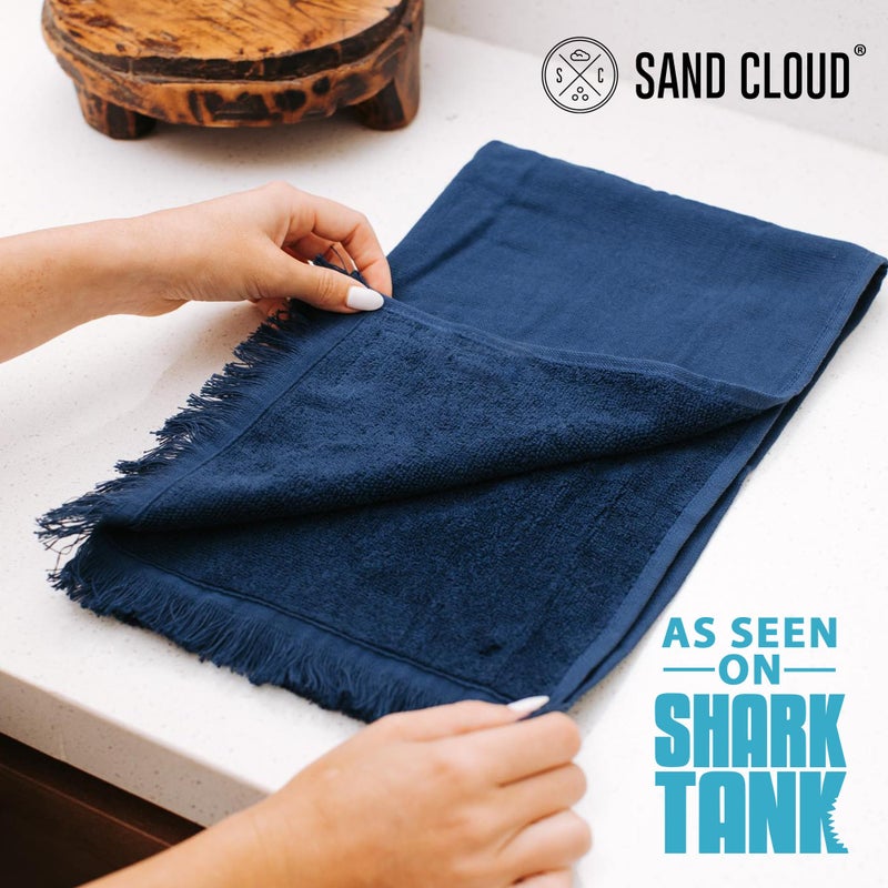 Sand Cloud Turkish Bath Towels Bundle for Bathroom, Set of 4 (Terra Navy) - Large Size - 100% Certified Organic Cotton Yarn is Lightweight, Soft & Absorbent - Premium Bath & Hand Towels Dry Faster - Image 1