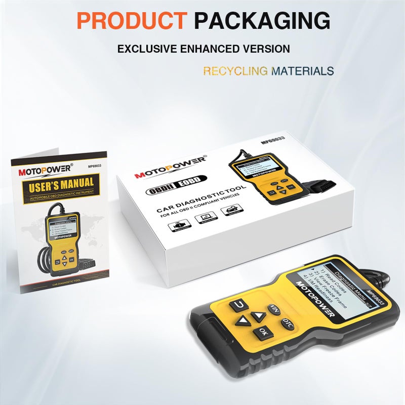 MOTOPOWER MP69033 Car OBD2 Scanner Code Reader Engine Fault Scanner CAN Diagnostic Scan Tool for All OBD II Protocol Cars Since 1996, Yellow - Image 5