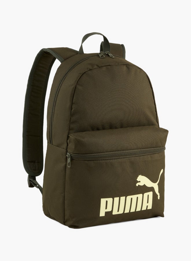 PUMA Logo Print School Backpack with Adjustable Straps and Zip Closure  - Image 1