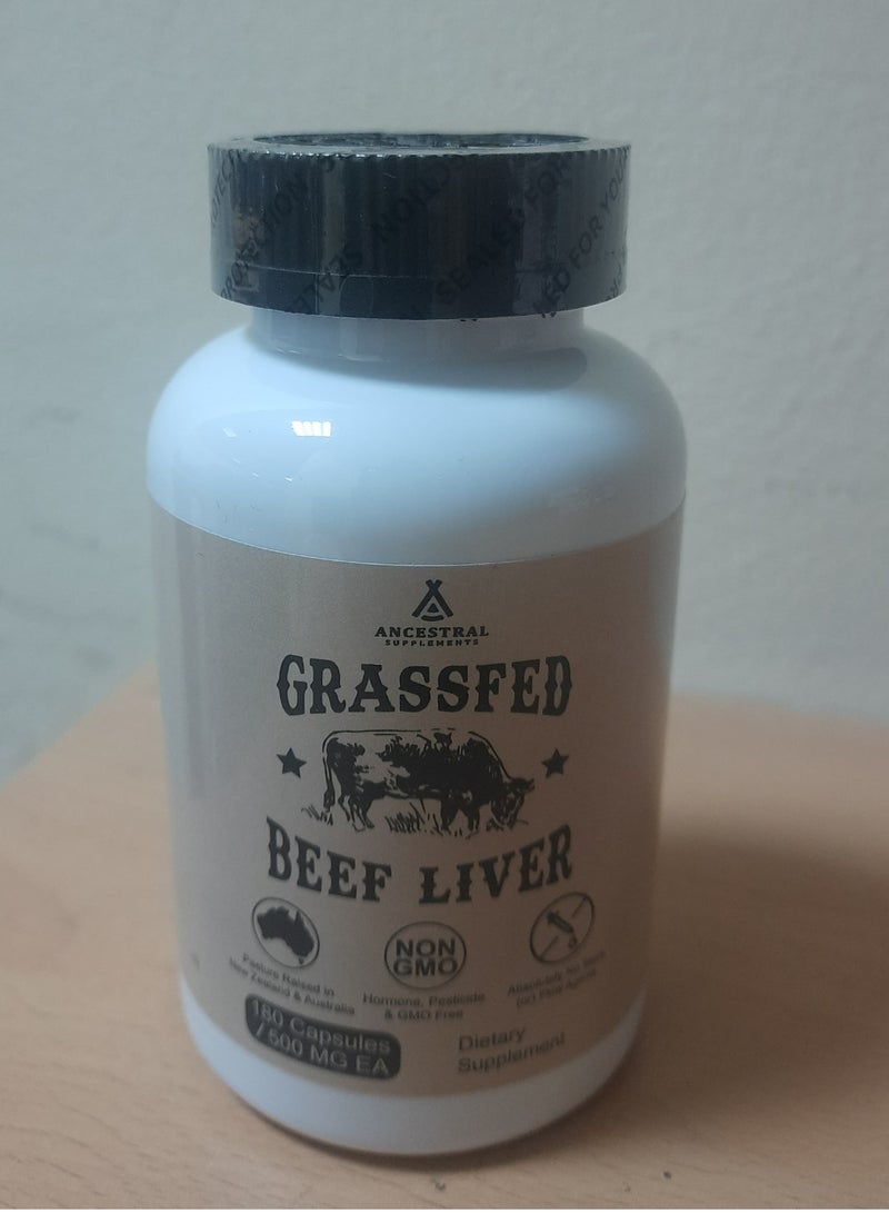 Ancestral Supplements Grassfed Beef Liver 500mg 180 Capsules - Image 1