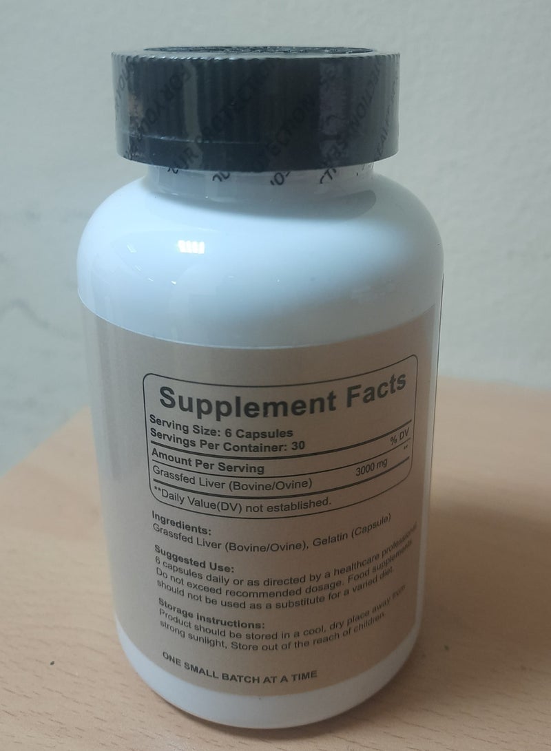 Ancestral Supplements Grassfed Beef Liver 500mg 180 Capsules - Image 2