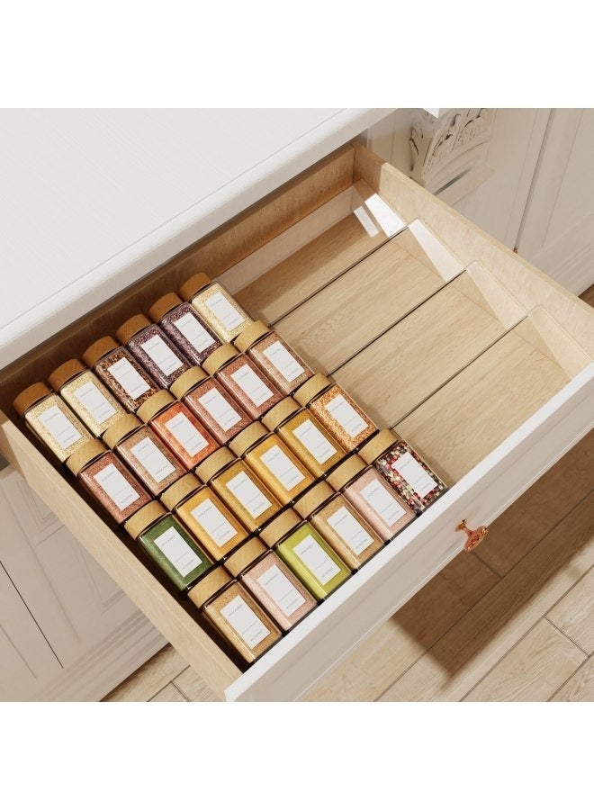 8-Piece Expandable Clear Acrylic Spice Rack Organizer, 13" Sections with Slanted Tier Drawer Inserts, Extends 13"-26" for Kitchen Cabinet & Countertop - Image 1