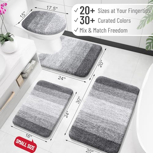 OLANLY Bathroom Rugs Mat 24x16, Extra Soft Absorbent Microfiber Bath Rugs, Rubber Backing, Quick Dry, Machine Washable Bath Mats for Bathroom Floor, Tub and Shower, Home Decor Accessories, Grey - Image 2