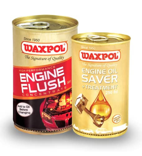 Waxpol Engine Flush (300 ml) & Waxpol Engine Oil Saver + Treatment (250Ml) Improves Performance & Reduces Noise - Image 1