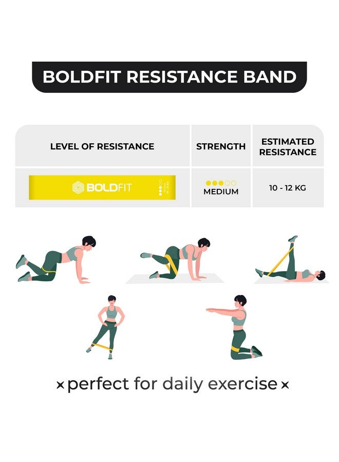 BOLDFIT أشرطة مقاومة بولدفيت حلقة صغيرة للنساء حزام الورك أشرطة المؤخرة للنساء لتمارين التونينج حزام الصالة الرياضية حزام المؤخرة لاتكس ثيراباند للياقة البدنية - أصفر متوسط 10-12 كجم - Image 5