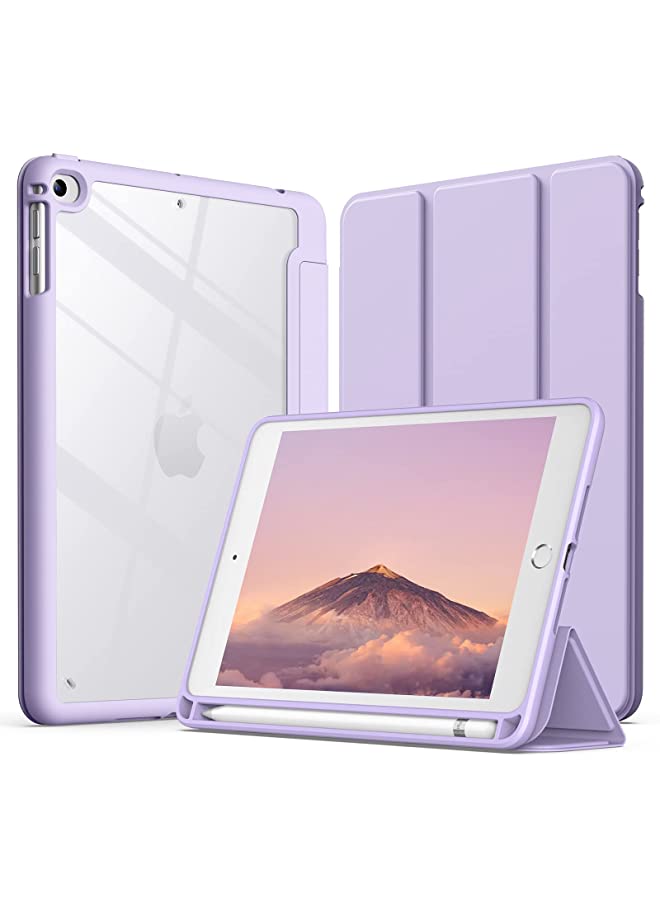 Jetech حافظة لجهاز iPad mini 5/4 (7.9 بوصة موديل 2019/2015) مع حامل قلم، غطاء خلفي شفاف شفاف مع حامل رفيع مقاوم للصدمات، خاصية الإيقاظ/النوم التلقائي (أرجواني فاتح) - Image 1