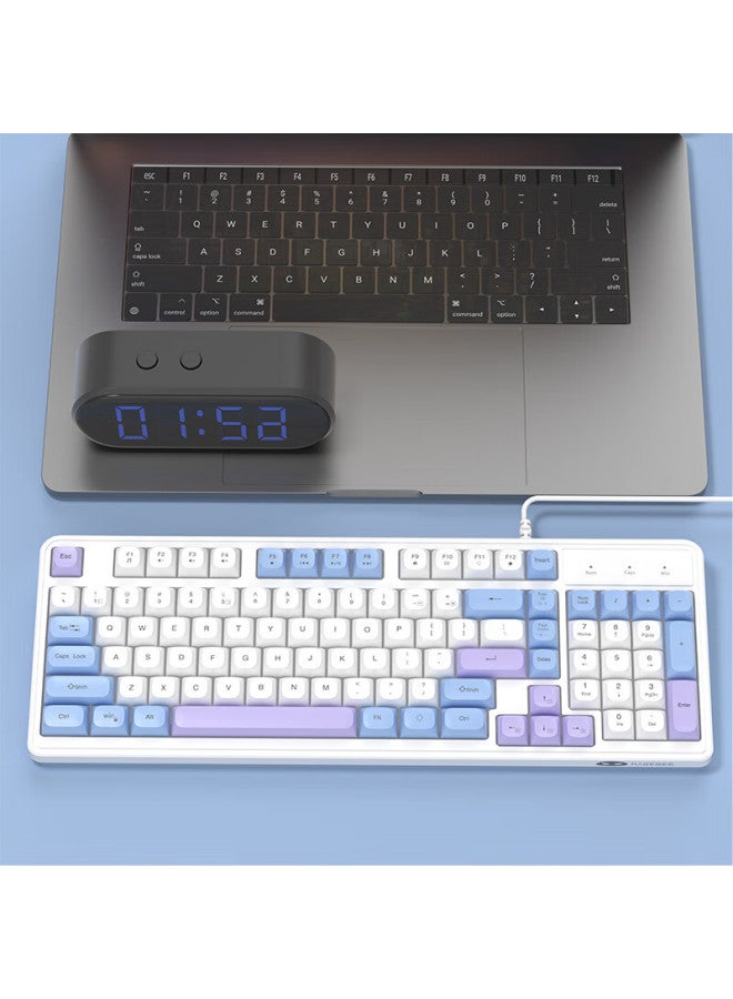 MageGee مجموعة لوحة مفاتيح وفأرة ميكانيكية Magegee Gk980 مع إحساس ميكانيكي، لوحة مفاتيح سلكية بإضاءة خلفية RGB بـ 98 مفتاح، مجموعة لوحة مفاتيح وفأرة للمكتب والألعاب، لوحة مفاتيح وفأرة للكمبيوتر واللابتوب، أبيض وأزرق - Image 5
