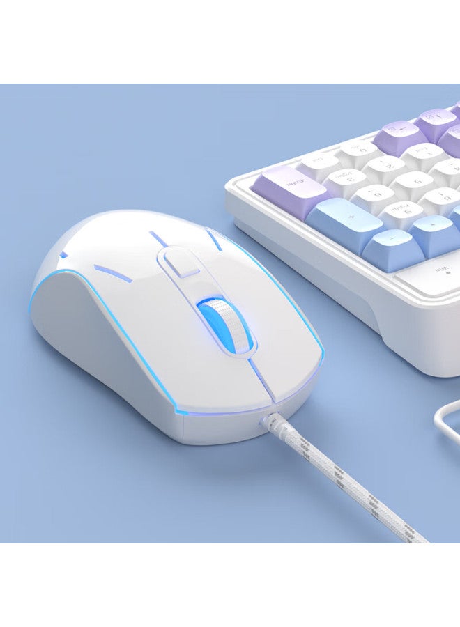 MageGee مجموعة لوحة مفاتيح وفأرة ميكانيكية Magegee Gk980 مع إحساس ميكانيكي، لوحة مفاتيح سلكية بإضاءة خلفية RGB بـ 98 مفتاح، مجموعة لوحة مفاتيح وفأرة للمكتب والألعاب، لوحة مفاتيح وفأرة للكمبيوتر واللابتوب، أبيض وأزرق - Image 4
