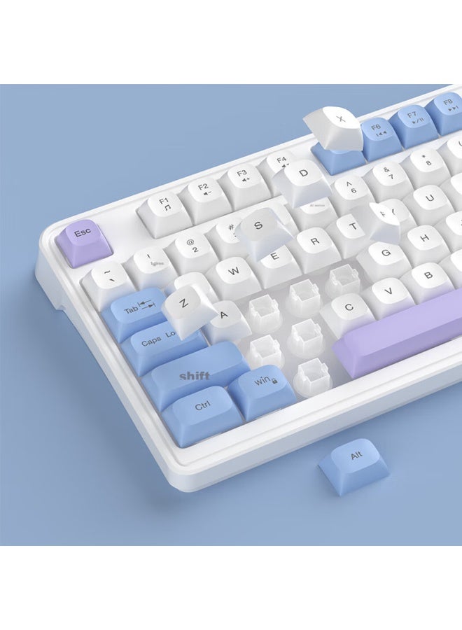 MageGee مجموعة لوحة مفاتيح وفأرة ميكانيكية Magegee Gk980 مع إحساس ميكانيكي، لوحة مفاتيح سلكية بإضاءة خلفية RGB بـ 98 مفتاح، مجموعة لوحة مفاتيح وفأرة للمكتب والألعاب، لوحة مفاتيح وفأرة للكمبيوتر واللابتوب، أبيض وأزرق - Image 2