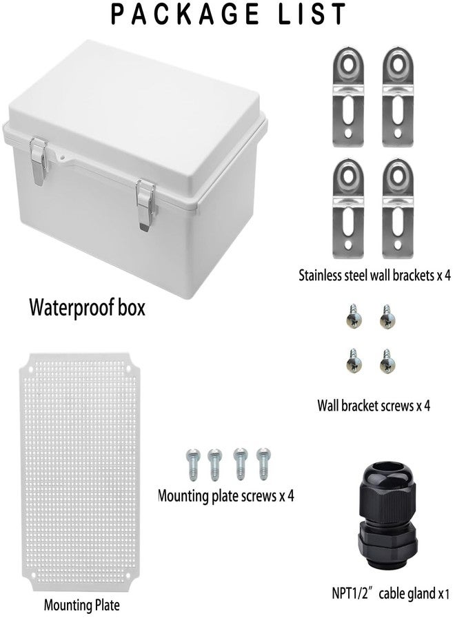YETLEBOX Waterproof Electrical Box, IP67 Junction Box Stainless Steel Latch Hinged Grey Cover Project Enclosure with Wall Bracket 11.1"x7.5"x5.1" - Image 5