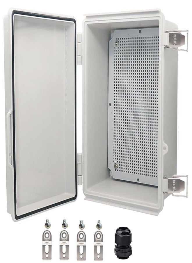 YETLEBOX Waterproof Electrical Box, IP67 Junction Box Stainless Steel Latch Hinged Grey Cover Project Enclosure with Wall Bracket 11.1"x7.5"x5.1" - Image 1